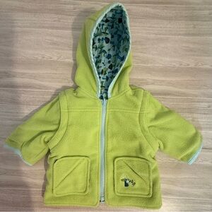 Gym-mark Baby Reversible Fleece Hoodie Jacket Vest Green Mushroom Print 6–12M